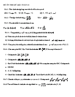 Đề ôn thi giữa kì 1 Toán 10